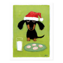 Milk & Cookies Dachshund Holiday Post Cards