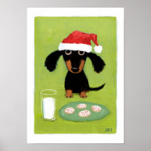 Milk & Cookies Dachshund Holiday Poster
