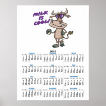 milk is cool funny cute cow cartoon posters