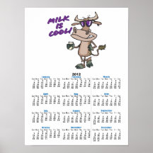 milk is cool funny cute cow cartoon posters