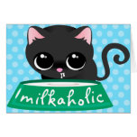 Milkaholic Black Kitty Greeting Cards