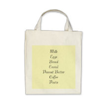 MilkEggsBreadCerealPeanut ButterCoffeePasta Canvas Bags