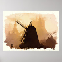 Mill in the mists print