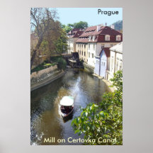 Mill on Certovka Canal, Prague.  Print