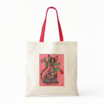 Millefiori Cat with Red Rose Bags