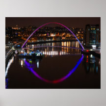 Millenium Bridge by night over the River Tyne Print