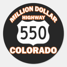 MILLION DOLLAR HIGHWAY COLORADO 550 ROUND STICKER