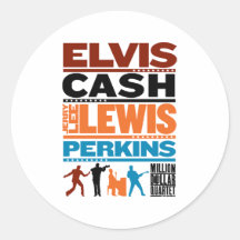Million Dollar Quartet Names Round Sticker