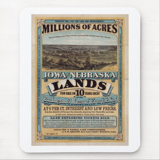 Millions of acres. Iowa and Nebraska 1872 Mouse Pad