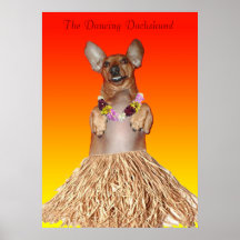 Milner The Dancing Dachshund Hula Poster