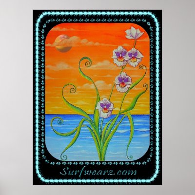 Miltonia Orchid Sunset Print by Surfwearzcom