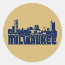 Milwaukee Skyline Round Stickers
