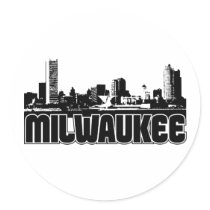 Milwaukee Skyline Round Stickers