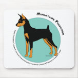 Min Pin Fearless Black and Tan on Green Mousepad