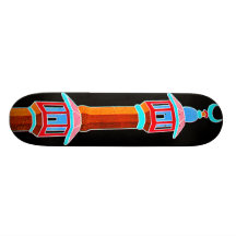 Minaret Stylised Illustration, Multi-Coloured Skateboard Deck