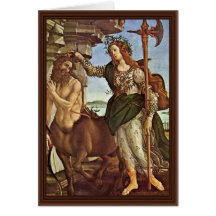 Minerva And The Centaur By Botticelli Sandro Greeting Card