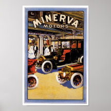 Minerva Motors Automobile Ad Vintage Art Poster