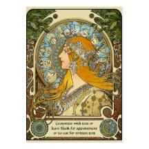 Mini Calendar Pocket Card with Mucha Zodiac design Business Card