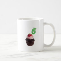 Mini cupcake with birthday candle for six year old coffee mugs