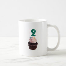 Mini cupcake with birthday candle for two year old coffee mug