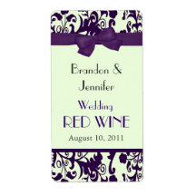 Mini étiquettes de vin de mariage pourpre et vert étiquette d’expédition