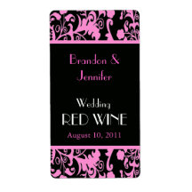 Mini étiquettes roses et noirs de vin de mariage d étiquettes d’expédition