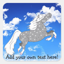 Mini flying horse ( square sticker) customize