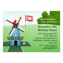 Mini invitation de partie de fairway de moulin à v