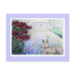 mini-pincher in front of the flaxfield post cards