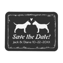 Miniature Bull Terriers Wedding Save the Date Rectangle Magnet