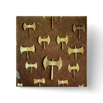Miniature double axes pinback button