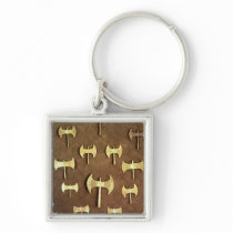 Miniature double axes keychain