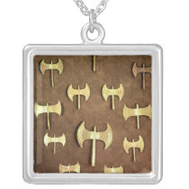 Miniature double axes personalized necklace