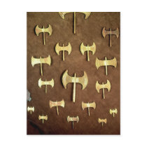 Miniature double axes postcard