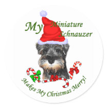 Miniature Schnauzer Christmas Gifts Round Stickers