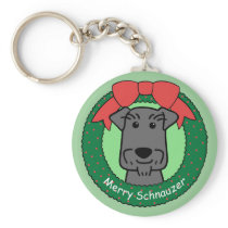 Miniature Schnauzer Christmas Keychain