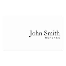 Minimal Plain White Referee Business Card