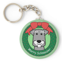 Miniture Schnauzer Christmas Keychains