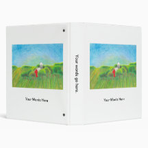 Minnesota farm red barn rural landscape crayon art 3 ring binder