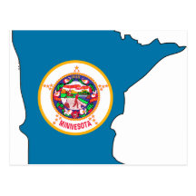 Minnesota Flag Map Postcards