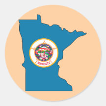 Minnesota Flag Map Round Sticker