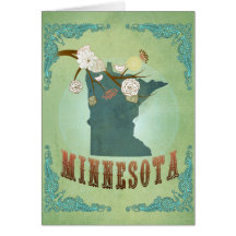 Minnesota State Map – Green Greeting Cards