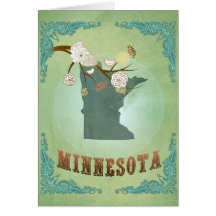 Minnesota Vintage State Map – Green Cards