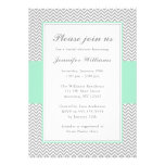 Mint and Grey Chevron Bridal Shower Custom Invitations