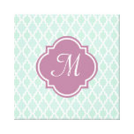 Mint and Plum Moroccan Monogram Canvas Print