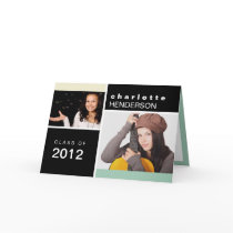 Mint black custom photo graduation announcement
