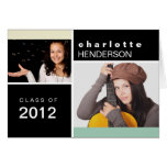 Mint black custom photo graduation announcement greeting cards