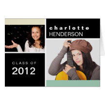 Mint black custom photo graduation announcement greeting cards