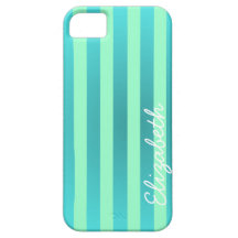 MInt Blue Circus Stripes Personalized Iphone 5 Cas iPhone 5 Covers