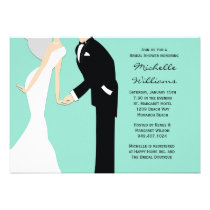 Mint Bride and Groom Wedding Shower Invitation invitations
